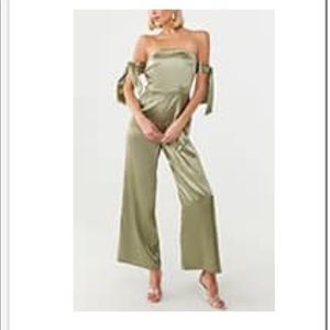 Satin Off-the-Shoulder Jumpsuit
